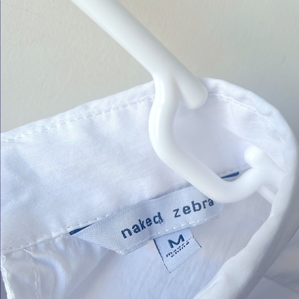 Naked Zebra White Button Down Top with Classic Collar - Picture 2 of 8